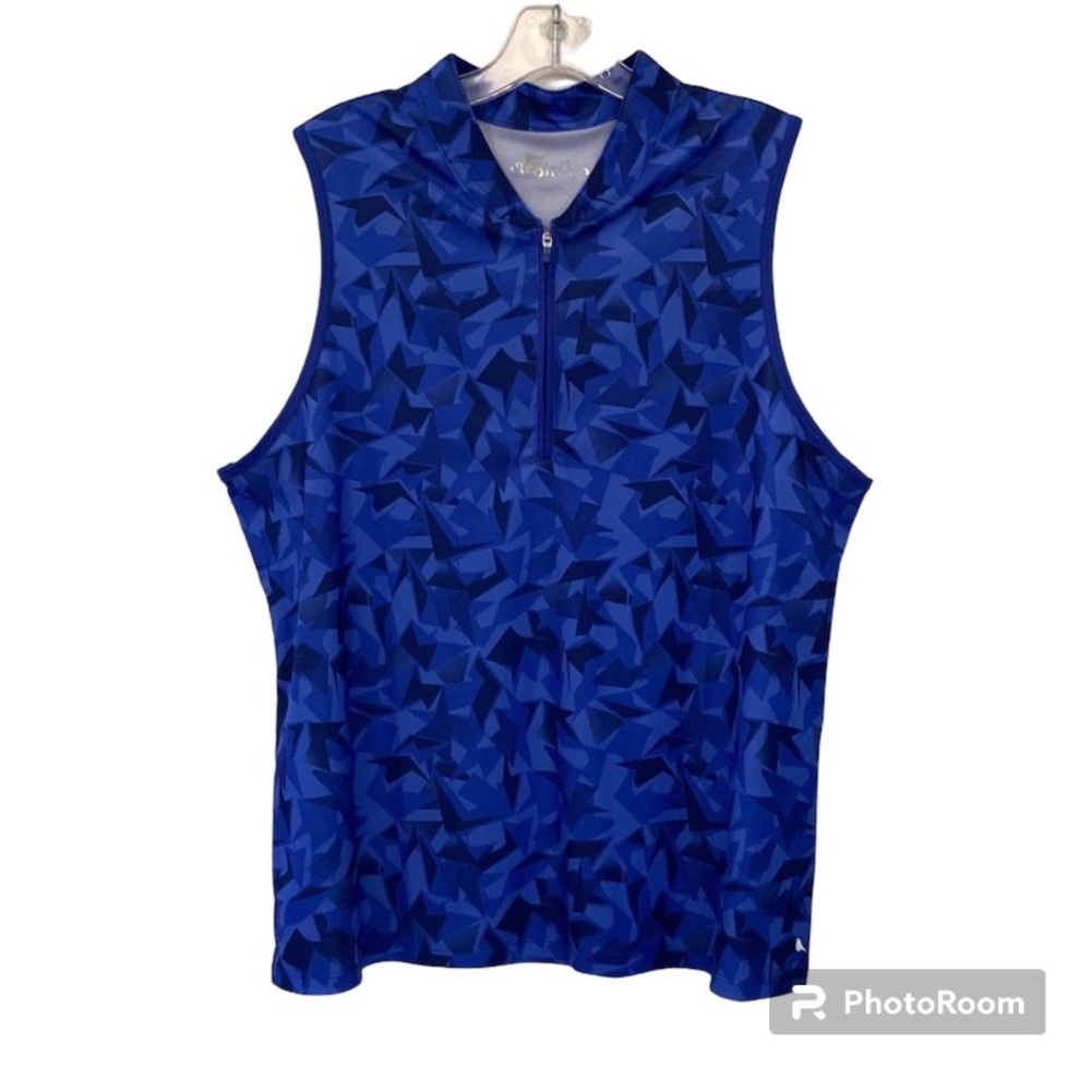 18 Birdies Shades of Blue Printed Tank Top Size Large
